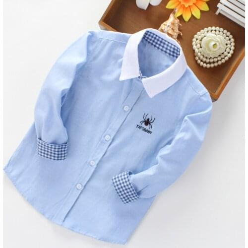 New Baby Boys Shirt Childrens Clothing Spring and Autumn Plaid Long-sleeved Shirts Kids Girls Unisex Shirt Tops Blouses White