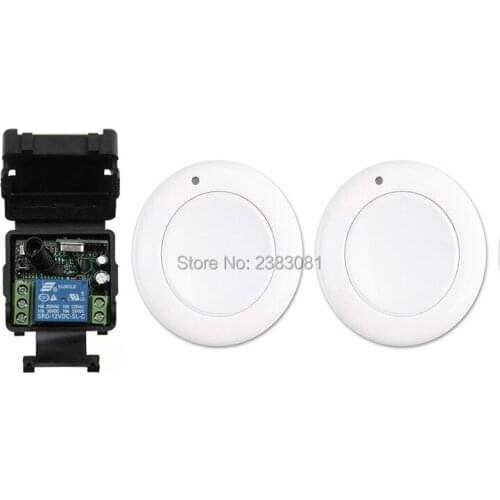 New DC12V 1CH 10A RF Wireless Remote Control Switch System receiver &2*White wall Panel Sticky relay Remote Smart Home Switch