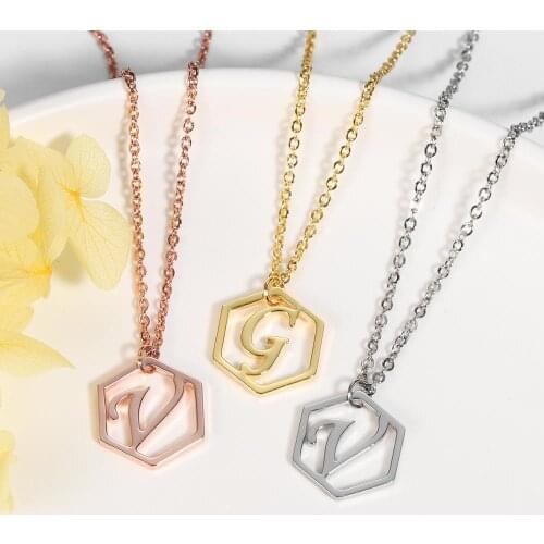 Hexagonal Honeycomb Letters Jewelry Handmade Any Custom Name Necklace Personalized Necklaces Choker Women Men Gift