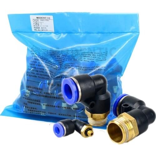 50pcs Lot Lots PL Pneumatic Fitting Elbow Quick Connector 1/8" 1/4" 3/8" 1/2" Male Thread Push In 4-M5 6-M5 Fittings