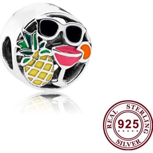 Authentic 925 Sterling Silver Beads Summer Creative Pineapple Decoration Fit Original Pandora Bracelet For Christmas Diy Jewelry