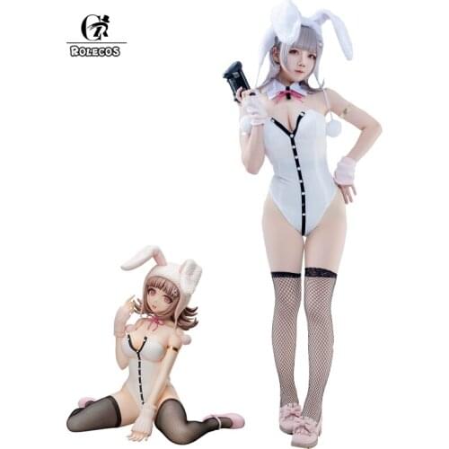 ROLECOS Game Super DanganRonpa 2 Cosplay Costume Bunny Gril Cosplay Nanami ChiaKi Costume Jumpsuit Sexy Bodysuit Hat Halloween