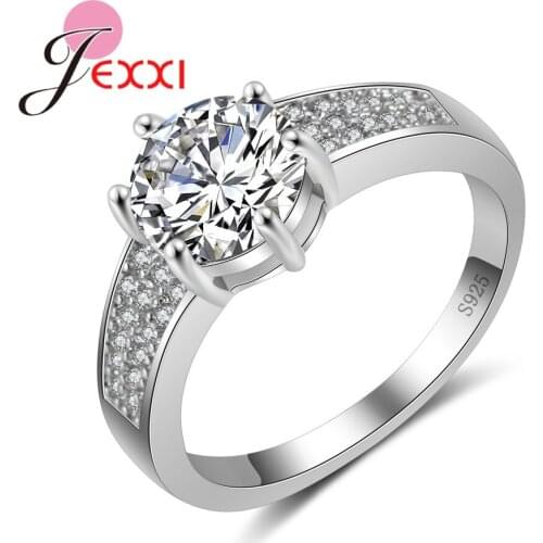 Luxury Cubic Zirconia Wedding/Engagement Rings Wholesale 925 Sterling Silver Simple Elegant Jewelry Bijoux For Women Gifts