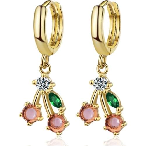 Pink Cherry Sweet Fruit Earrings Fine Jewelry for Woman Designer Jewelry Luxury Earrings Unusual Earrings Earrings for Women