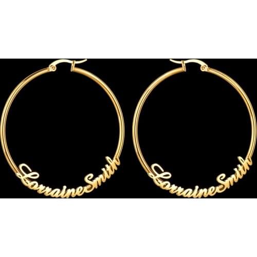 Brief Fashion Large Name Hoop Earing Studs Personalise Exaggerated DIY Design Letter Number Customized Gold Earrings Pendents