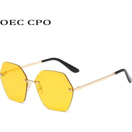 OEC CPO Fashion Rimless Sunglasses Women Brand Designer Metal Square Sun Glasses Men Vintage Shades Female Eyewear oculos gafas