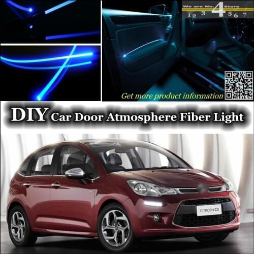 Interior Ambient Light Tuning Atmosphere Fiber Optic Band Lights For Citroen C3 / C3 Picasso Inside Door Panel illumination