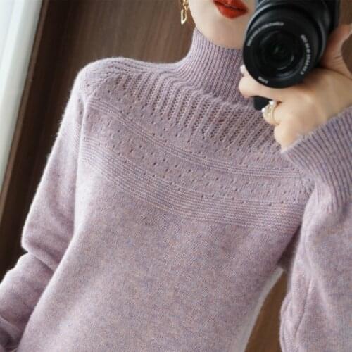 Womens Half Turtleneck Sweater 100% Cashmere Pullover Casual Knitted Tops 2021 Fall/Winter New Long Sleeve Female Jacket Warm