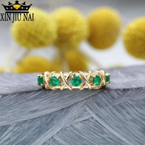 18K Gold color Green Crystal Cross Wedding For Women Bridal Zircon Gift Charms Anel Fashion Green Emerald Male Ring Jewelry