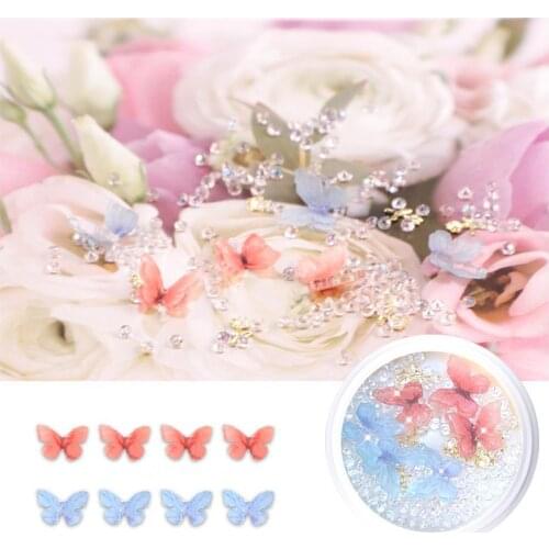 1Box Resin Butterfly Glitter AB Nail Art Decorations Nails DIY Three-dimensional Nail Polish Ornament Manicure Decals Nail Decor
