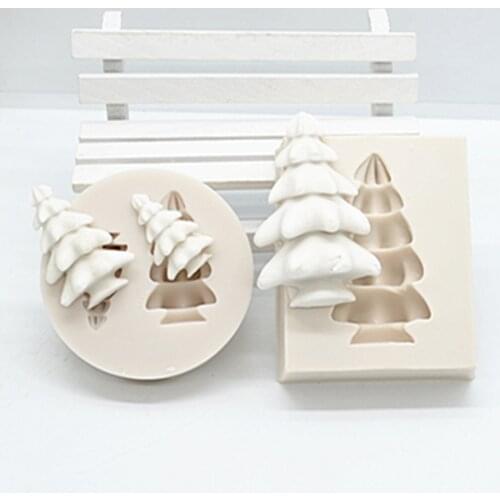 2pc 3D Christmas Tree Silicone Resin Fondant Molds for DIY Pastry Cup Cake Plaster Decoration Tools Kitchen Baking M003