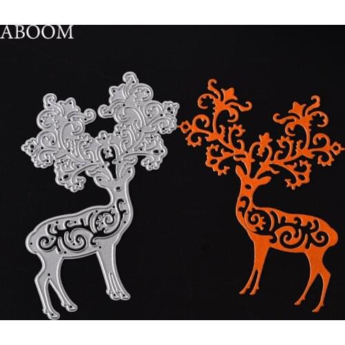 ABOOM Hot Christmas Deer Metal Cutting Dies For Scrapbooking Stencils DIY Album Cards Decoration Embossing Folder Craft Die Cut