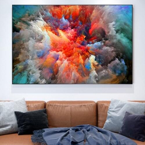 Abstract Colourful Cloud Mist Wall Painting Poster And Prints Visual Shock Watercolour Wall Art Deocr For Living Room Cuadros