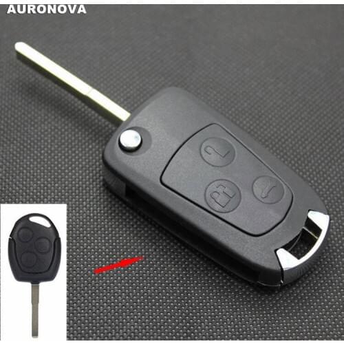 AURONOVA New Upgrade Folding Key Shell for Ford Focus Hu101 Blade 3 Black Buttons Remote Car Key Case Classical Type