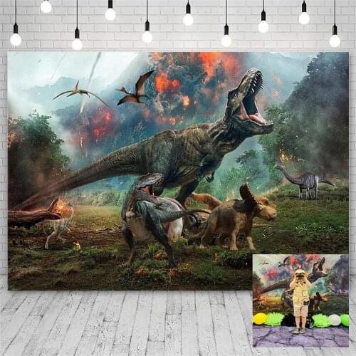 Avezano Backdrops Dinosaur Forest Children Birthday Party Decor Banners Photography Background Photo Studio Customizd Wallpaper