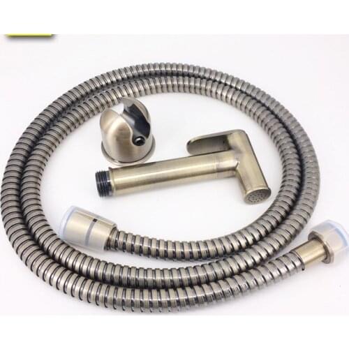 Free ship Antique brass clour solid brass hand held bidet shattaf kit sprayer douche set hand shower hose bracket New
