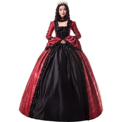 Renaissance Fair Queen Elizabeth I Princess Dress Victorian Georgian Brocade Evening Dress Ball Gown Steampunk Costumes