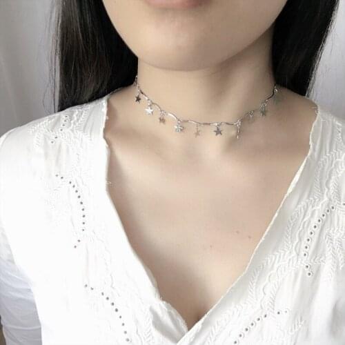 South Korea Bijoux fine simple star chain clavicle short section wave necklace manufacturers wholesale Statement Necklace
