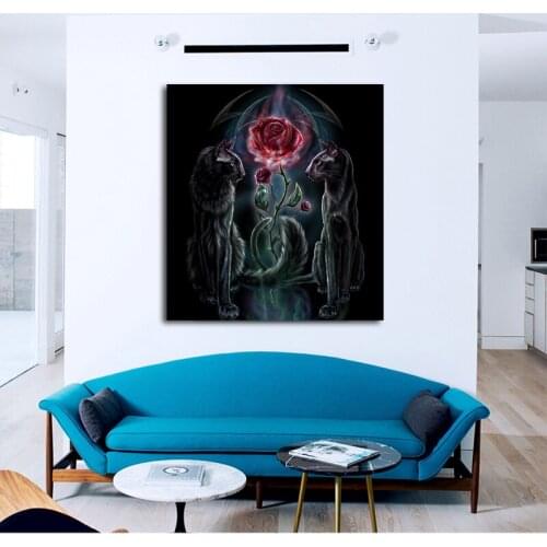 DIY colorings pictures by numbers with The cat couple picture drawing Relief painting by numbers framed Home