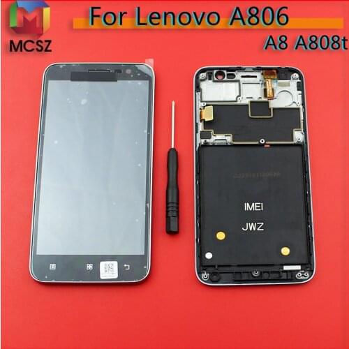 For Lenovo A806 A8 A808t LCD Display+Touch Screen Digitizer Assembly + Frame Free Tools Replacement