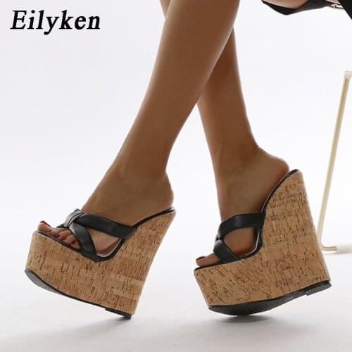 Eilyken New Super High Heels Women Wedge Slippers Fashion Roman Gladiator Open Toe Platform Sandals Summer Female Party Shoes