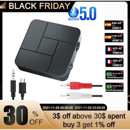 KN326 5.0 Audio Transmitter Receiver 3.5mm AUX Jack RCA Wireless Music Audio Adapter with Mic for Car PC TV Headphones