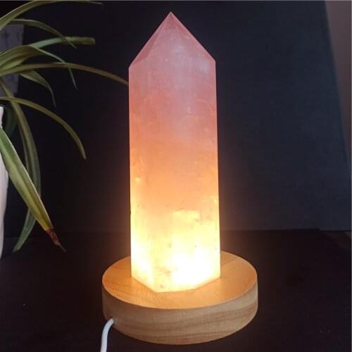 5.5ninch atural quartz crystal obelisk healing wicca pure handmade rose quartz lamp home decoration holiday gift