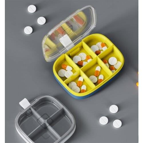 Mini Pill Case Medicine Pill Box Organizer Storage Box Portable 4/6 Girds Pill Box Splitters Container