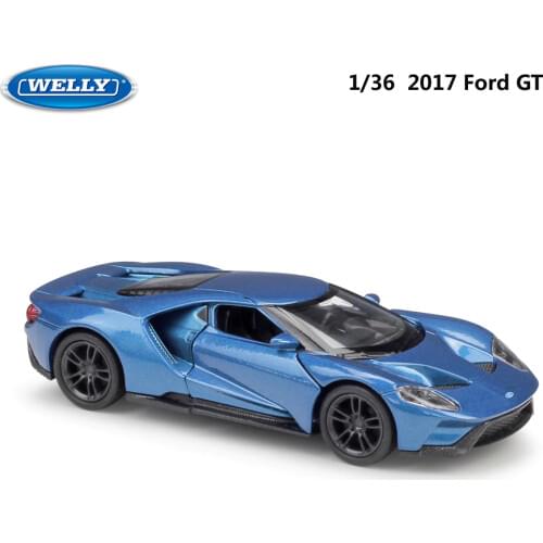 WELLY Diecast 1:36 2017 Ford GT Similator Sports Car Vehicle Model Car Pull Back Alloy Metal Toy Car For Kids Gifts Collection