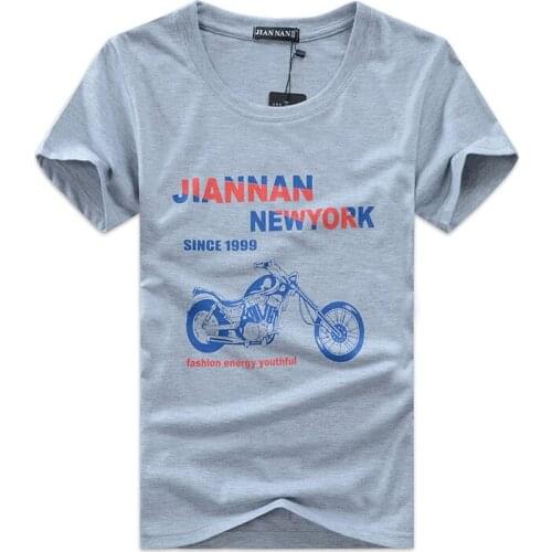 Mens T shirt Cool Cartoon MotorCycle Printed Cotton T Shirts Men Brand Tee 5 Colors Plus Size S-5XL