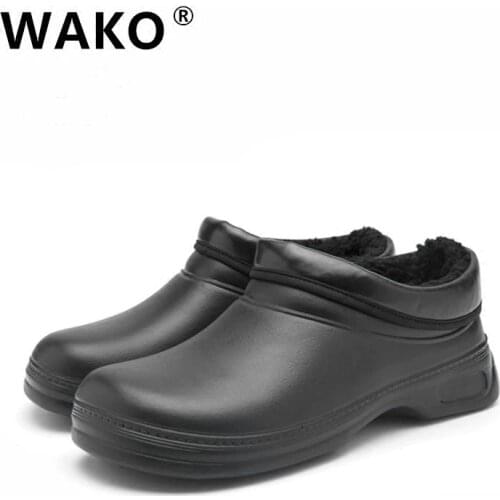 WAKO JM9031 Men Chef Shoes for Winter Fur Lined Cook Shoes Anti-slip Oilproof Waterproof Shoes for Restaurant Kitchen #36-45