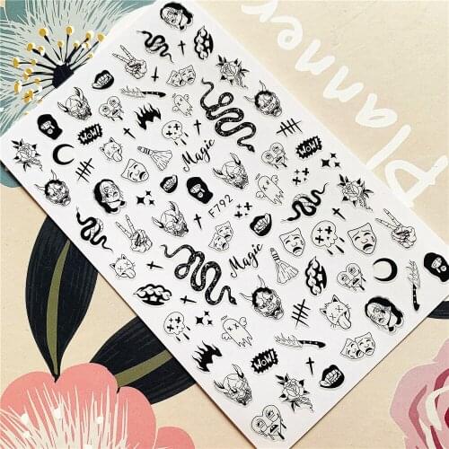 F-792 Halloween snake horned skull DIY 3D Back glue Nail decal Nail sticker Nail decoration Nail art Nail tool Nail ornament
