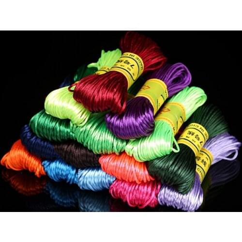 20m 1.5mm Mix Color Nylon Rattail Cord Chinese Knotting Silk Macrame Cord Beading Braided String Thread