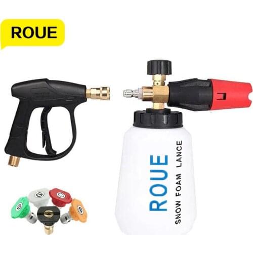 High Pressure Cleaner Foam Generator For Washing Soap Snow Foam Spray Gun 1/4 Quick With Five-Color Nozzles Adjustable Car Wash