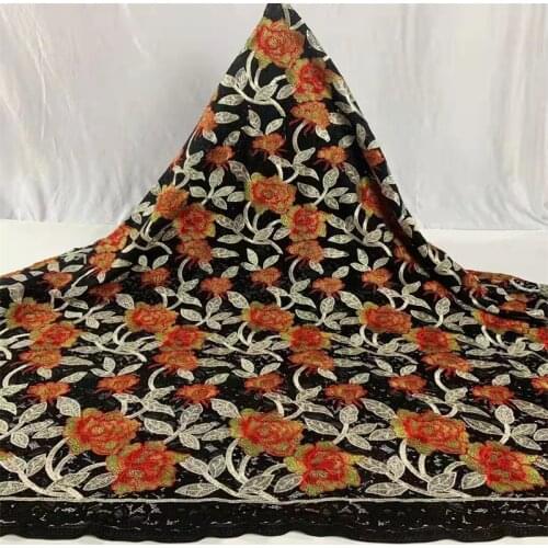 Latest African Net Lace Fabric 2021 blue High Quality Sequins Nigerian Lace Fabrics 5 Yards Material Sewing CD-140