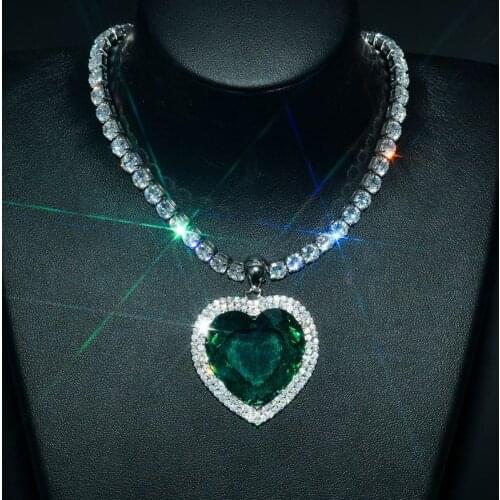 Luxury Jewelry Pendant S925 Heart Of The Ocean Necklace Inlay AAA Cubic Zircon Womens Wedding Party Exaggerated Accessories