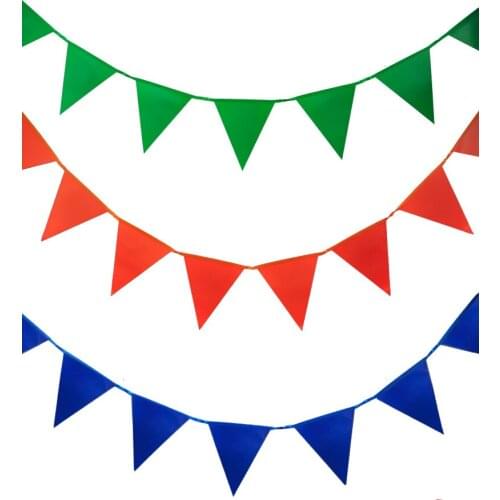 8M 20 Flags Green Red White Larger Size Birthday Stain Silk Bunting Banners Pennant Baby Shower Wedding Flags Party Decoration