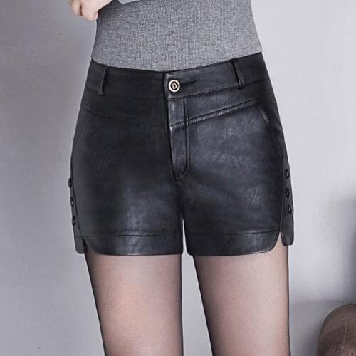 High-quality Soft Pu Leather Shorts 2020 New High Waist Was Thin Casual Shorts Large Size 4XL Elegant Fashion Women Shorts