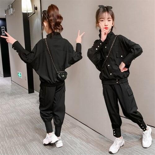 Casual Girls Sets Loose Tops + Long Pants 2 Pieces big Girls Clothes Sport Kids Outfits Children Tracksuit for 8 10 12 14 Years