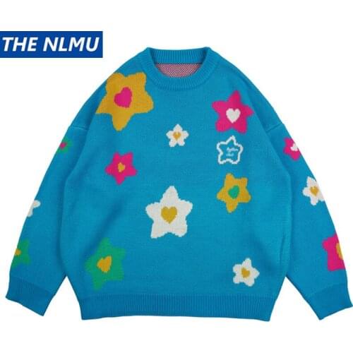 Harajuku Sweater Hip Hop Streetwear Creative Print Knitted Jumper Christmas Sweater 2021 Loose Pullover Knitwear Tops WE278