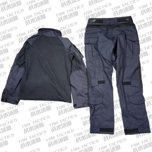 GEN3 Dark Blue Tactical Frog Paintball Tactical Suit Long Sleeve Top + Combat Pants With Knee Pads