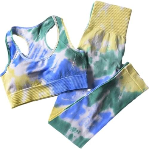 Seamless Yoga Suit for Fitness Tie-dyed Gym Set WomenQuick Dry Fitness Sport Active Wear Workout Clothes for Women Outfit