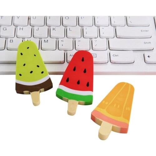1pcs/pack Gifts for Party Creative Lovely Watermelon Kiwifruit Ice Rod Rubber Eraser DIY Kawaii Pencil Eraser for Kids Gift