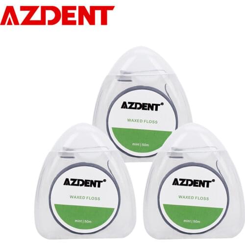 AZDENT 3Box Black Bamboo Charcoal Dental Flosser Mint Flavor Built-In Spool Flat Wire Dental Floss Replacement Core 50M/ Spool