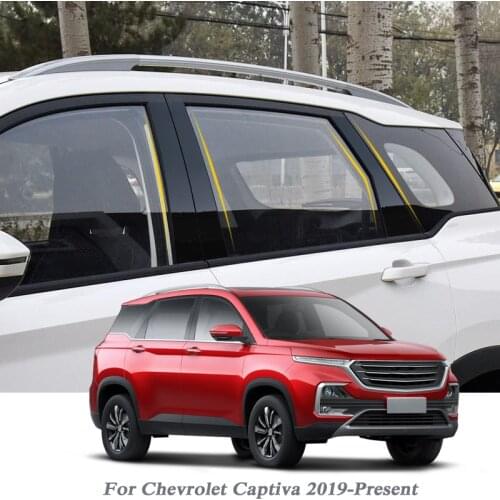 6pcs Car Styling For Chevrolet Captiva 2019-Present Car Window Trim Sticker Middle Column Stickers PVC External Accessories