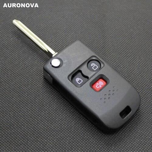 AURONOVA New Upgrade Folding Key Shell for Ford Kuga F150 F750 2+1 Red Buttons Remote Car Key Case