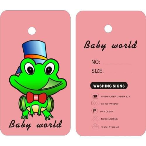 Custom children clothes tags frog baby clothes tags , 500PCS 300gsm Paper , Hang Tags,B2