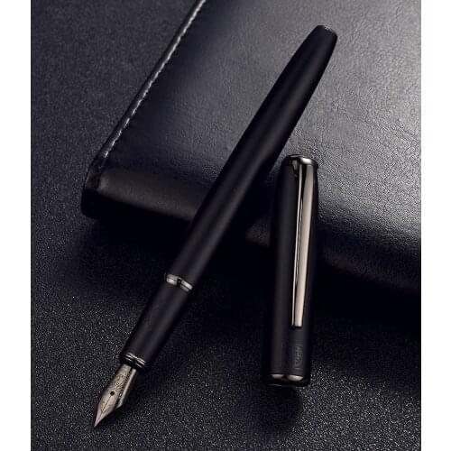 New Picasso Pimio Black Metal Fountain Pen Black EF/M/Bent Nib 0.38/0.6/1.0mm Gray Ring Matte Barrel Office Business Gift Pen