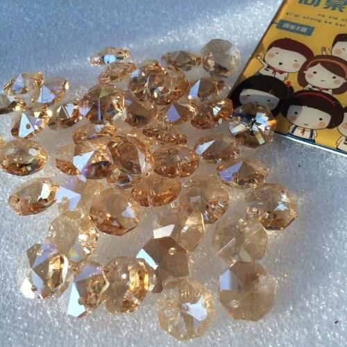 Hot!crystal glass octagon beads in one hole 2000pcs/lot Champagne 14mm glass crafts octagon bead decor wedding Home freeshipping