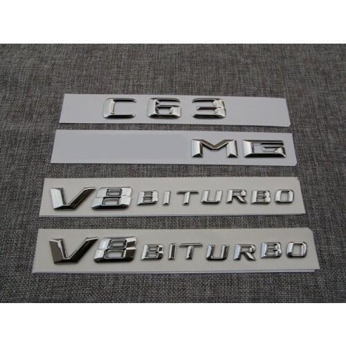 1set Chrome Letters Emblems Badge for Mercedes W204 W205 C63 for AMG V8 BITURBO